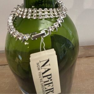 Two Napier Silver Rhinestone Bracelets 7 inches
